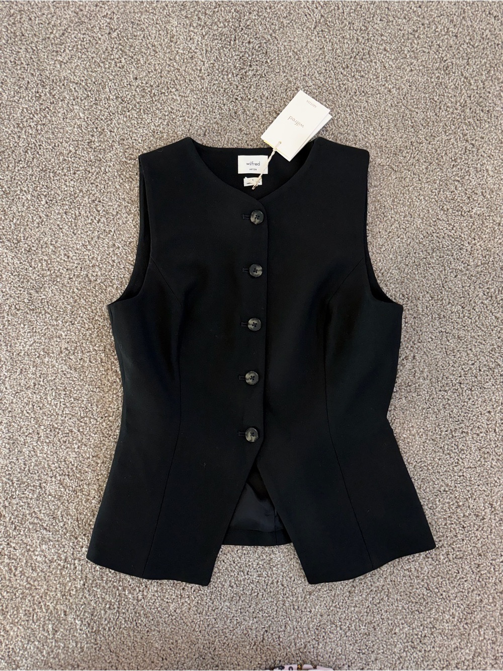 Aritzia Wilfred Black Button-Front Top